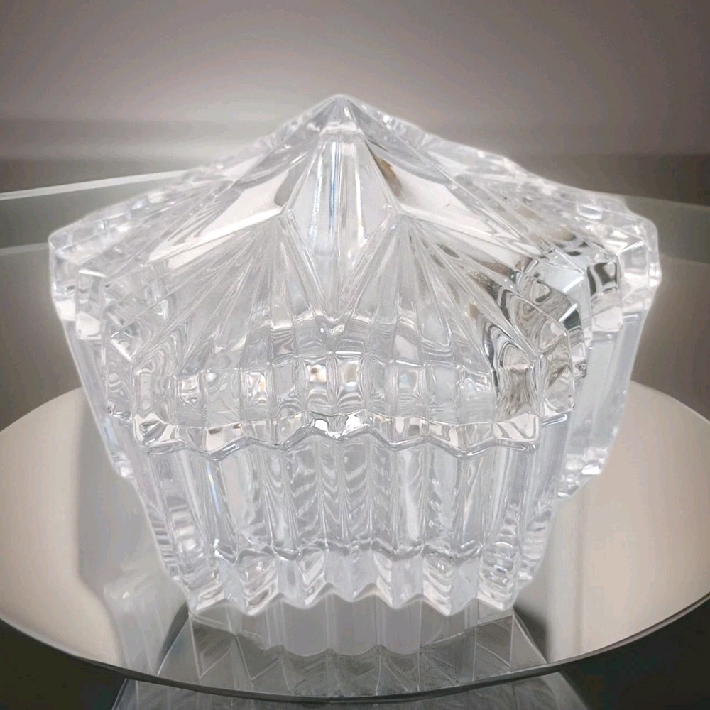 Mikasa Diamond Fire Glass Crystal Covered Canister Bowl Candy Dish with Lid